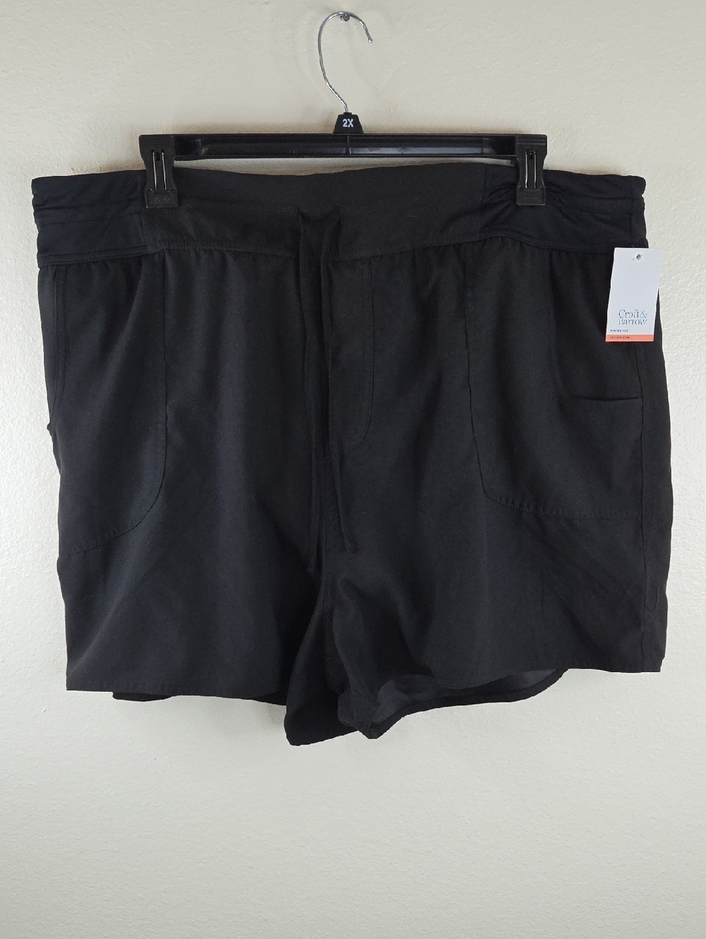 Croft & Barrow SWIM SHORT Black Athletic Drawstring Shorts 20W To 22W WomansPlus